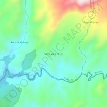 Mapa topográfico Cerro Viejo Abajo, altitude, relevo