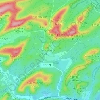 Mapa topográfico Waldeck, altitude, relevo