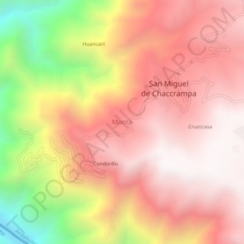 Mapa topográfico Monta, altitude, relevo