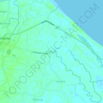 Mapa topográfico Silangan, altitude, relevo