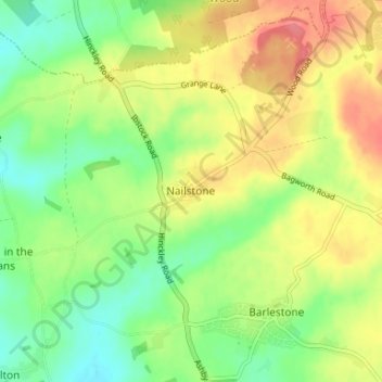 Mapa topográfico Nailstone, altitude, relevo