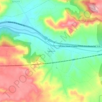 Mapa topográfico Naharros, altitude, relevo