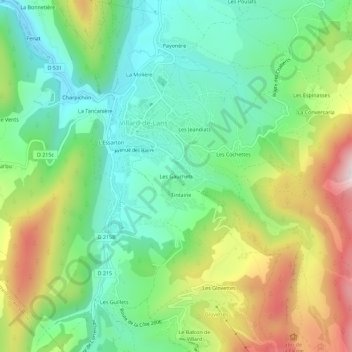 Mapa topográfico Les Gauchets, altitude, relevo