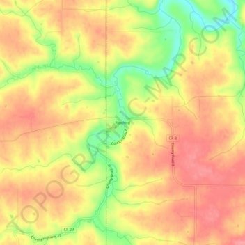 Mapa topográfico Riceford, altitude, relevo