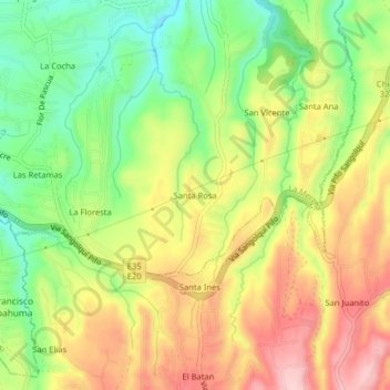 Mapa topográfico Santa Rosa, altitude, relevo