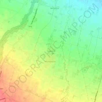 Mapa topográfico Carignano, altitude, relevo