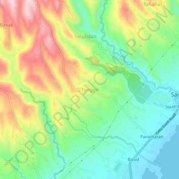 Mapa topográfico Tonggo, altitude, relevo