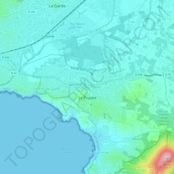 Mapa topográfico Village du Pradet, altitude, relevo