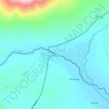 Mapa topográfico Chilicullco, altitude, relevo