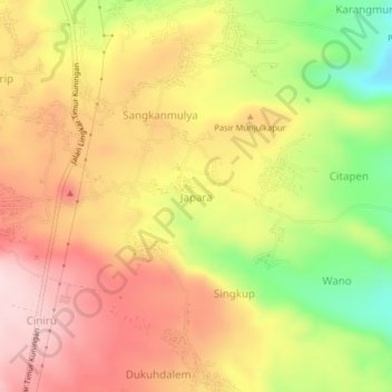 Mapa topográfico Japara, altitude, relevo