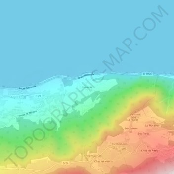 Mapa topográfico Troubois, altitude, relevo