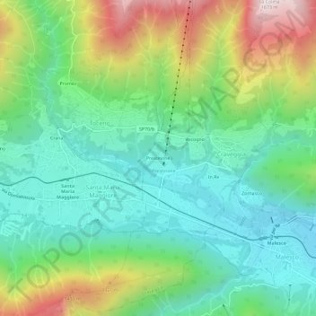 Mapa topográfico Prestinone, altitude, relevo