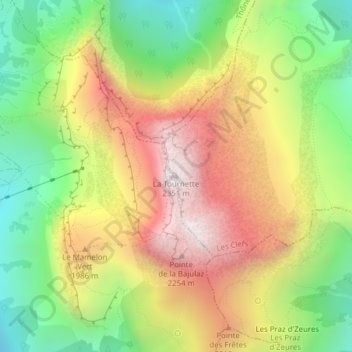 Mapa topográfico La Tournette, altitude, relevo