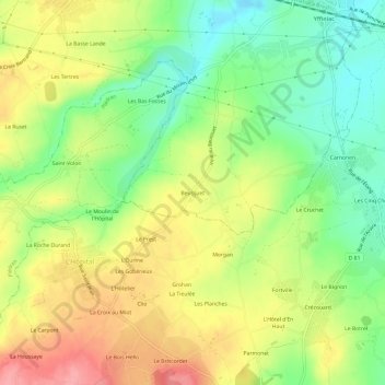 Mapa topográfico Beussuet, altitude, relevo