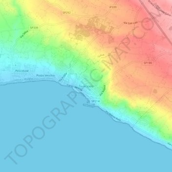 Mapa topográfico Torre Vado, altitude, relevo