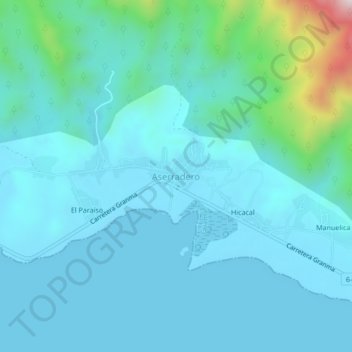 Mapa topográfico Aserradero, altitude, relevo