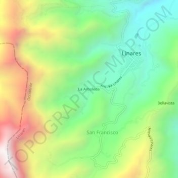 Mapa topográfico La Arboleda, altitude, relevo