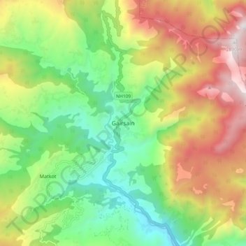 Mapa topográfico Gairsain, altitude, relevo