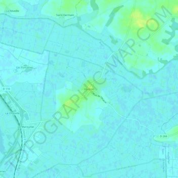 Mapa topográfico Voutron, altitude, relevo