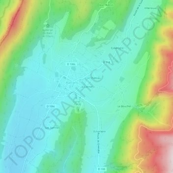 Mapa topográfico Le Cornet, altitude, relevo