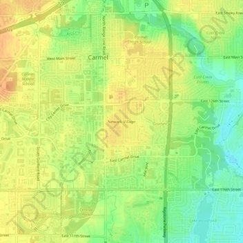 Mapa topográfico Newark Village, altitude, relevo