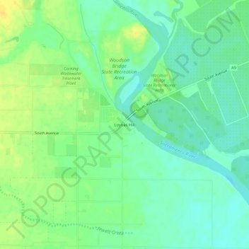 Mapa topográfico Loybas Hill, altitude, relevo