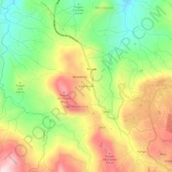 Mapa topográfico Case Rosse, altitude, relevo