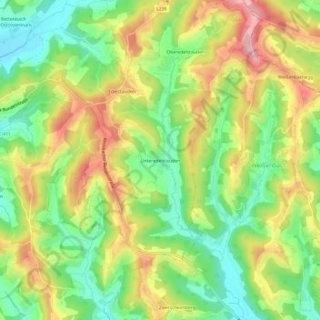 Mapa topográfico Unteredelstauden, altitude, relevo