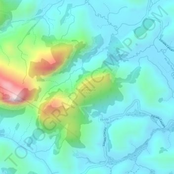 Mapa topográfico Pedra Menina, altitude, relevo