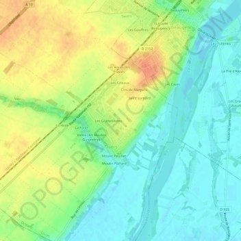 Mapa topográfico Clos de Bordeaux, altitude, relevo