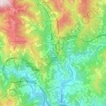 Mapa topográfico Gallinea, altitude, relevo