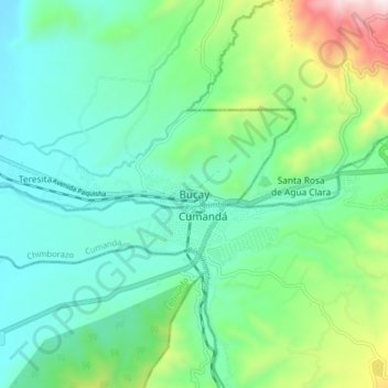 Mapa topográfico Bucay, altitude, relevo