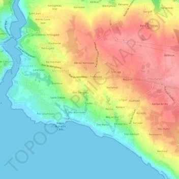 Mapa topográfico Kersiny, altitude, relevo