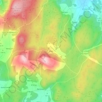 Mapa topográfico Prado, altitude, relevo