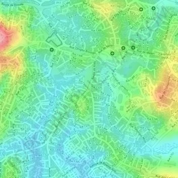 Mapa topográfico Carrefour Obili, altitude, relevo