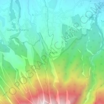 Mapa topográfico Sukajadi, altitude, relevo