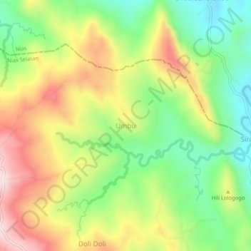 Mapa topográfico Umbu, altitude, relevo