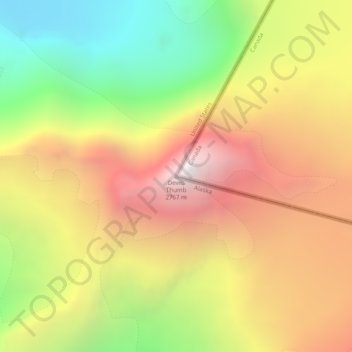 Mapa topográfico Devils Thumb, altitude, relevo