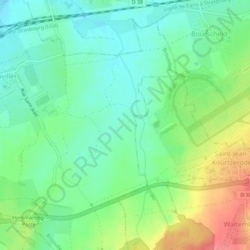 Mapa topográfico Grandviller, altitude, relevo