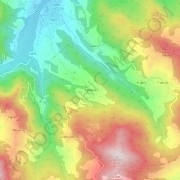 Mapa topográfico Alpicella, altitude, relevo