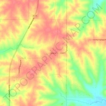 Mapa topográfico Stearns, altitude, relevo
