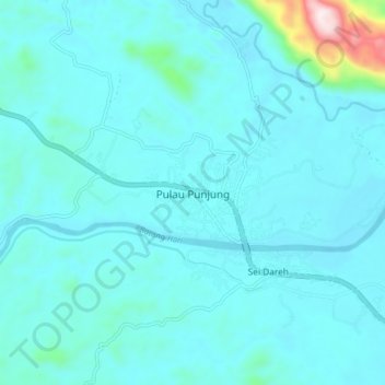 Mapa topográfico Pulau Punjung, altitude, relevo