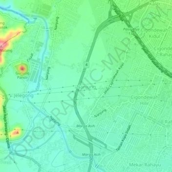 Mapa topográfico Nanjung, altitude, relevo