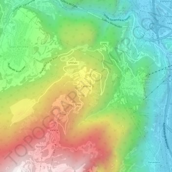 Mapa topográfico Candriai, altitude, relevo