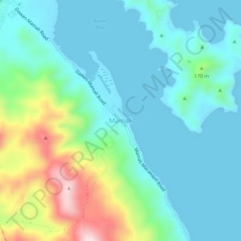 Mapa topográfico Mamali, altitude, relevo