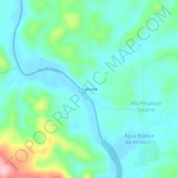 Mapa topográfico Capivara, altitude, relevo