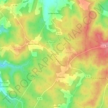 Mapa topográfico Saint-Denis, altitude, relevo