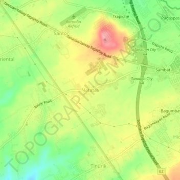 Mapa topográfico Natatas, altitude, relevo