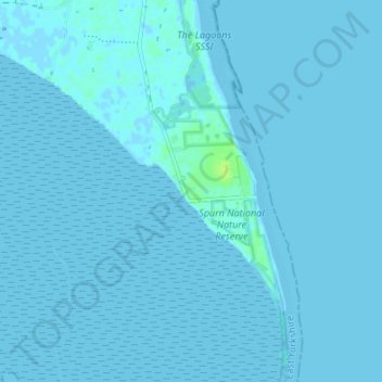 Mapa topográfico Kilnsea, altitude, relevo