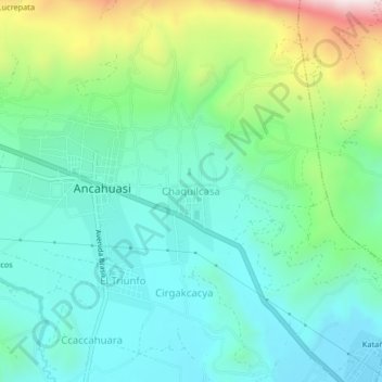 Mapa topográfico Chaquilcasa, altitude, relevo